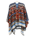 Fashion Store Kaschmir Strick Poncho Wraps Pashmina Frauen Winter Schal Gestreifte Quaste Pullover Warme Schal Schals für Damen